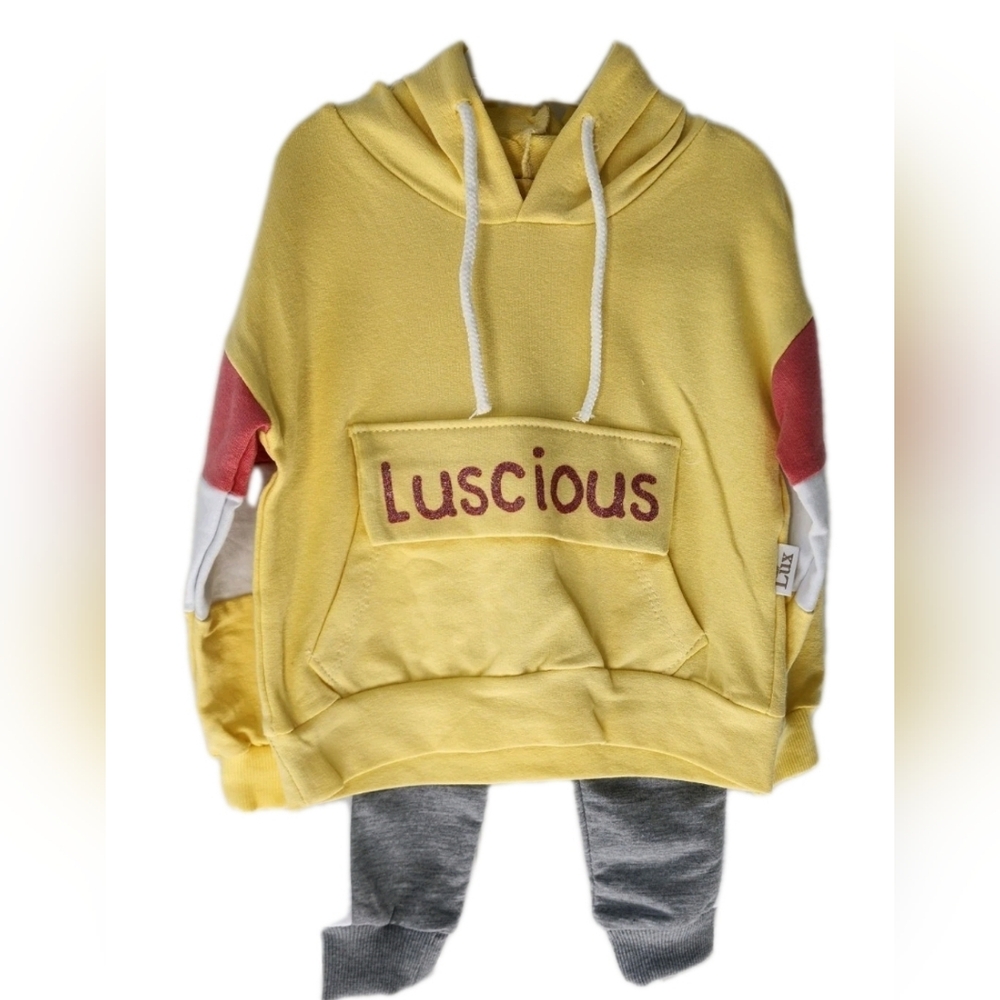 Baby Toddler 2 Pieces Set Hooded Long Sleeve w/Pants Size 6-9 & 9-12 Months